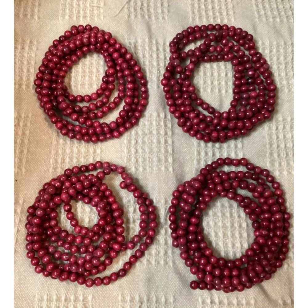 Wooden Cranberry Christmas Tree Garland House Decorations Four Strings (36 Feet)